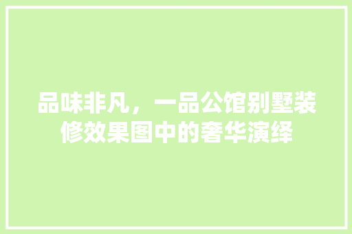 品味非凡，一品公馆别墅装修效果图中的奢华演绎