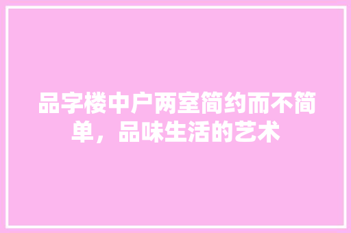 品字楼中户两室简约而不简单，品味生活的艺术