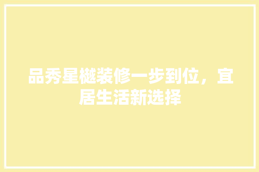 品秀星樾装修一步到位，宜居生活新选择