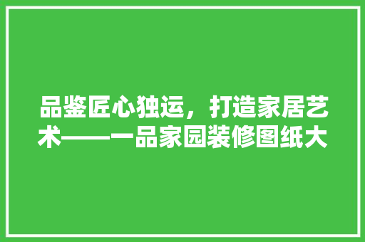 品鉴匠心独运，打造家居艺术——一品家园装修图纸大全集详细