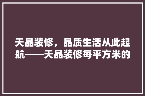 天品装修，品质生活从此起航——天品装修每平方米的价格奥秘