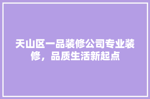 天山区一品装修公司专业装修，品质生活新起点