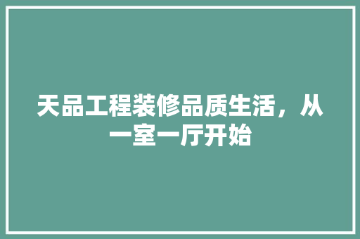天品工程装修品质生活，从一室一厅开始