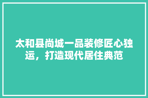 太和县尚城一品装修匠心独运，打造现代居住典范