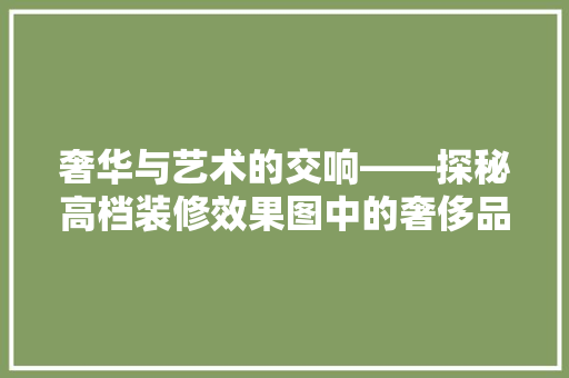 奢华与艺术的交响——探秘高档装修效果图中的奢侈品包包世界