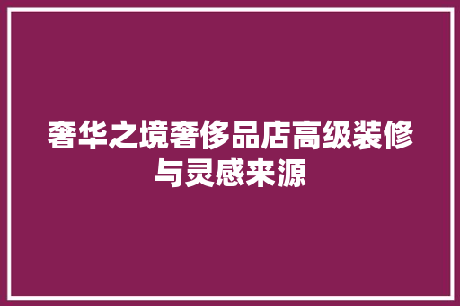 奢华之境奢侈品店高级装修与灵感来源
