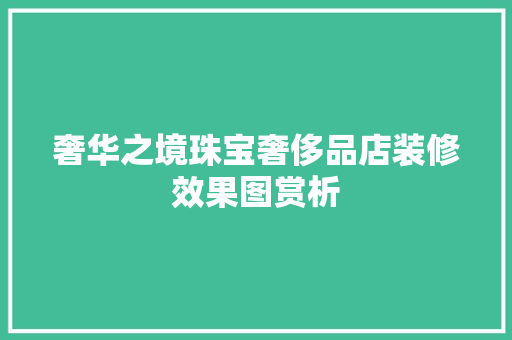 奢华之境珠宝奢侈品店装修效果图赏析