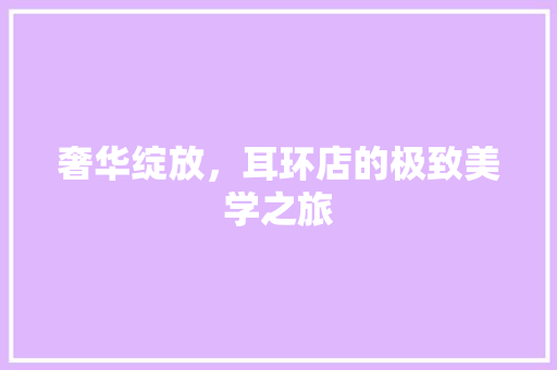 奢华绽放，耳环店的极致美学之旅
