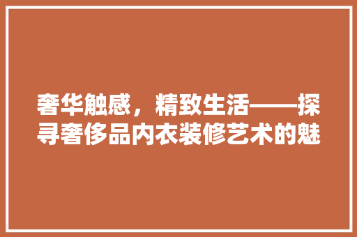 奢华触感，精致生活——探寻奢侈品内衣装修艺术的魅力 家居装修