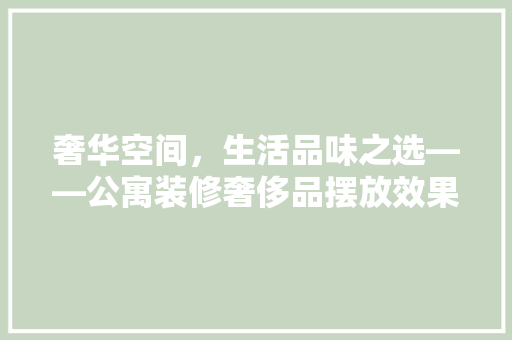 奢华空间，生活品味之选——公寓装修奢侈品摆放效果图