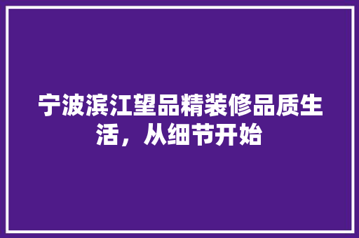 宁波滨江望品精装修品质生活，从细节开始