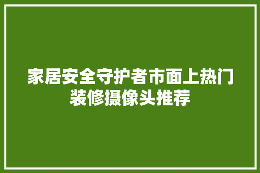 家居安全守护者市面上热门装修摄像头推荐