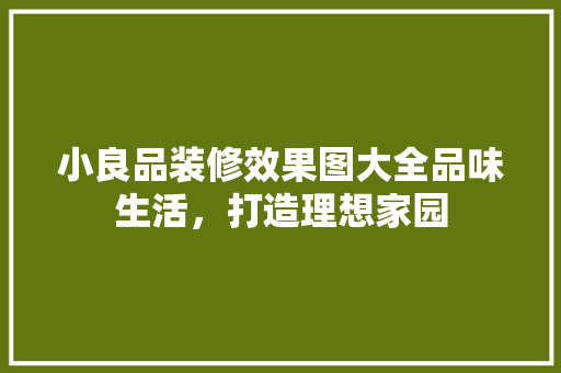 小良品装修效果图大全品味生活，打造理想家园