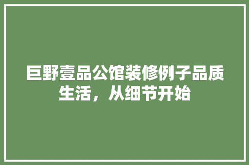 巨野壹品公馆装修例子品质生活，从细节开始