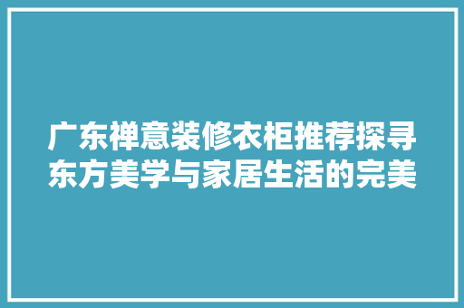 广东禅意装修衣柜推荐探寻东方美学与家居生活的完美融合