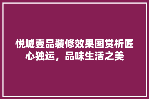 悦城壹品装修效果图赏析匠心独运，品味生活之美