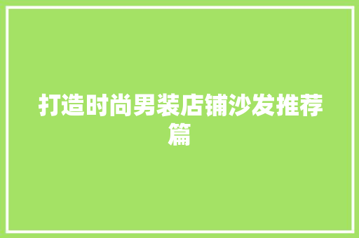 打造时尚男装店铺沙发推荐篇