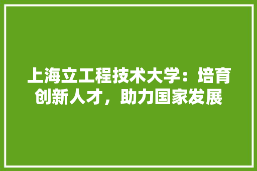 上海立工程技术大学：培育创新人才，助力国家发展 家居装修