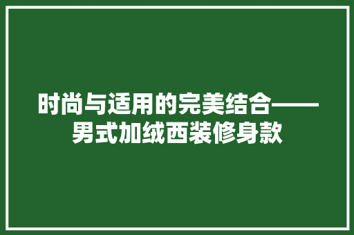 时尚与适用的完美结合——男式加绒西装修身款
