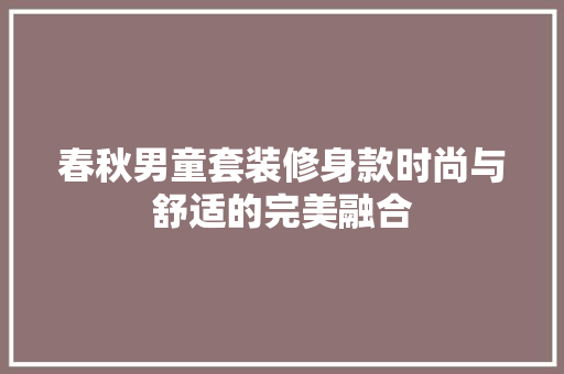 春秋男童套装修身款时尚与舒适的完美融合