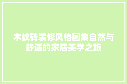 木纹砖装修风格图集自然与舒适的家居美学之旅