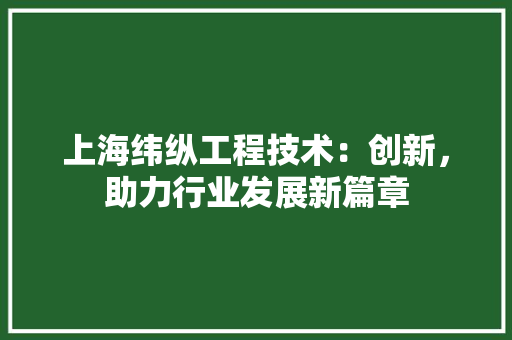 上海纬纵工程技术：创新，助力行业发展新篇章 家居装修