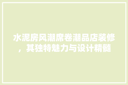 水泥房风潮席卷潮品店装修，其独特魅力与设计精髓