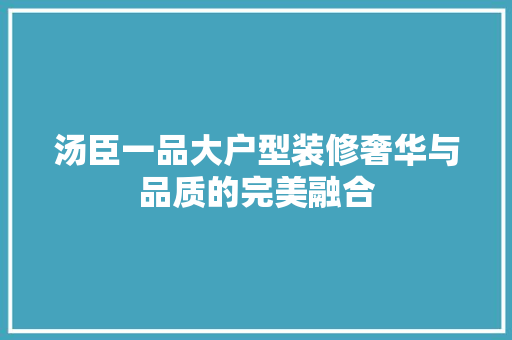 汤臣一品大户型装修奢华与品质的完美融合
