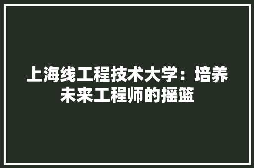 上海线工程技术大学：培养未来工程师的摇篮 家居装修