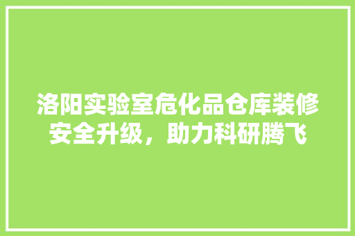 洛阳实验室危化品仓库装修安全升级，助力科研腾飞