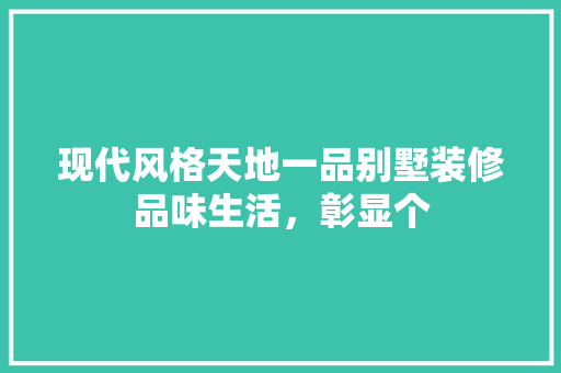 现代风格天地一品别墅装修品味生活，彰显个