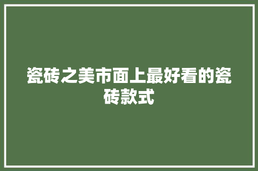 瓷砖之美市面上最好看的瓷砖款式