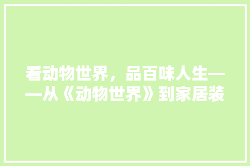 看动物世界，品百味人生——从《动物世界》到家居装修的启示