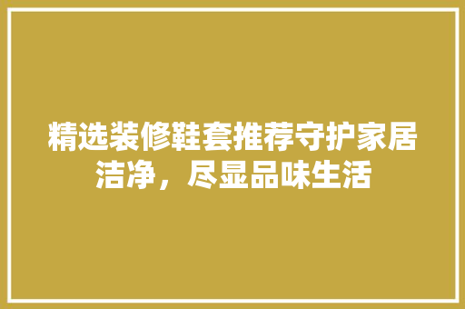 精选装修鞋套推荐守护家居洁净，尽显品味生活