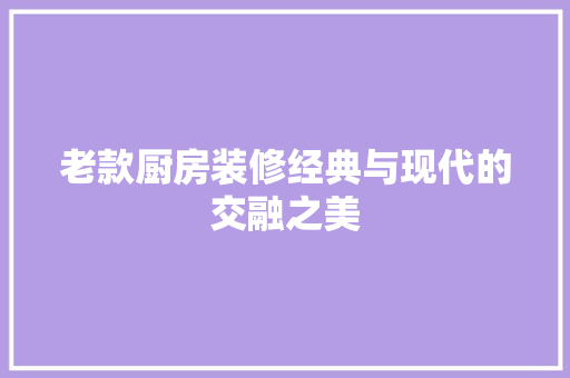 老款厨房装修经典与现代的交融之美