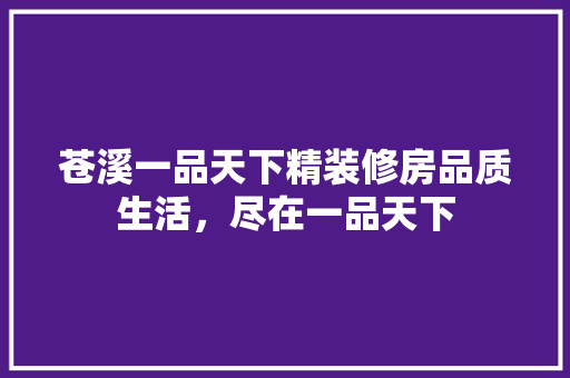 苍溪一品天下精装修房品质生活，尽在一品天下