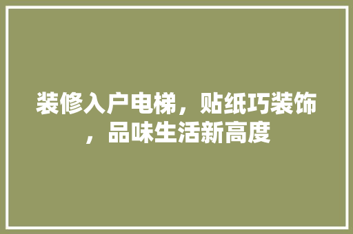 装修入户电梯，贴纸巧装饰，品味生活新高度