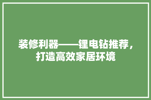 装修利器——锂电钻推荐，打造高效家居环境