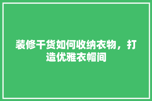 装修干货如何收纳衣物，打造优雅衣帽间