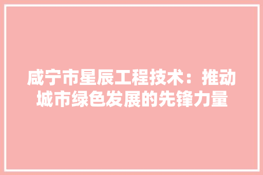 咸宁市星辰工程技术：推动城市绿色发展的先锋力量