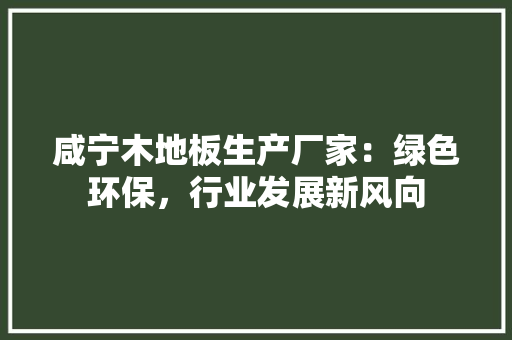 咸宁木地板生产厂家：绿色环保，行业发展新风向