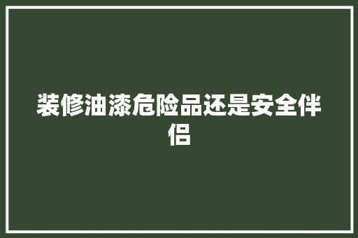 装修油漆危险品还是安全伴侣