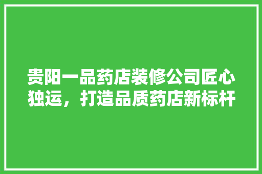 贵阳一品药店装修公司匠心独运，打造品质药店新标杆