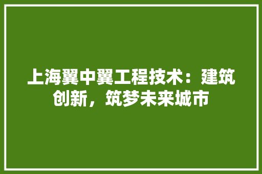 上海翼中翼工程技术：建筑创新，筑梦未来城市 家居装修