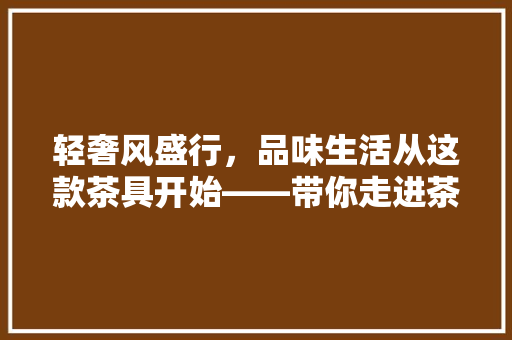 轻奢风盛行，品味生活从这款茶具开始——带你走进茶艺的精致世界