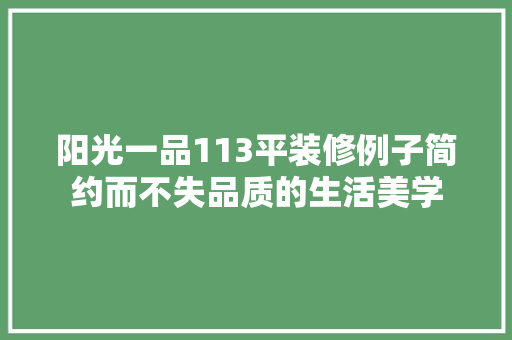 阳光一品113平装修例子简约而不失品质的生活美学