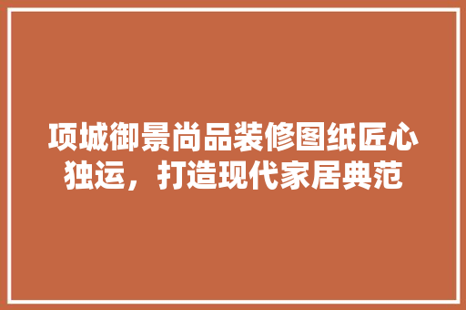 项城御景尚品装修图纸匠心独运，打造现代家居典范