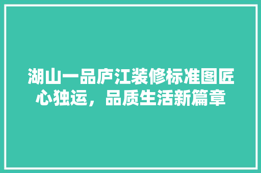 湖山一品庐江装修标准图匠心独运，品质生活新篇章