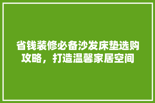 省钱装修必备沙发床垫选购攻略，打造温馨家居空间