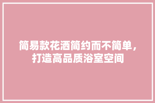 简易款花洒简约而不简单，打造高品质浴室空间